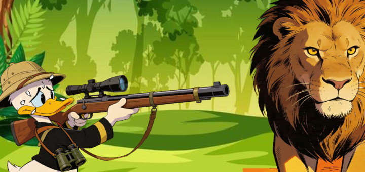 Por que demo o pato Donald quere cazar ao León?A película deixa de ser unha metáfora visual para converterse nunha lectura do poder: non destruílo, senón apropiarse do seu símbolo, da súa autoridade, do seu papel.