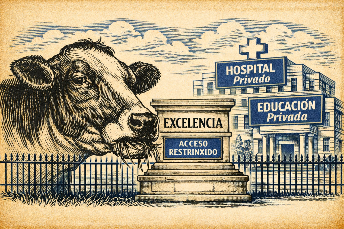 Vaca rumia ou... “do socialismo sáese”O que realmente avanza, silenciosa pero constante, é a privatización. E aínda que se intente que “caia” por outro sitio menos audible, o seu cheiro é inconfundible para quen presta atención
